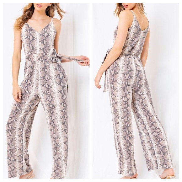 ShopEvelynne Pants - #01 Snakeskin print Wide leg tank jumpsuit